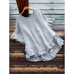 Blusa de mangas curtas com babados na barra — Bene Donna — imagem 03
