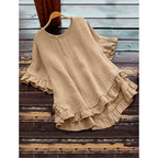 Blusa de mangas curtas com babados na barra — Bene Donna — imagem 06