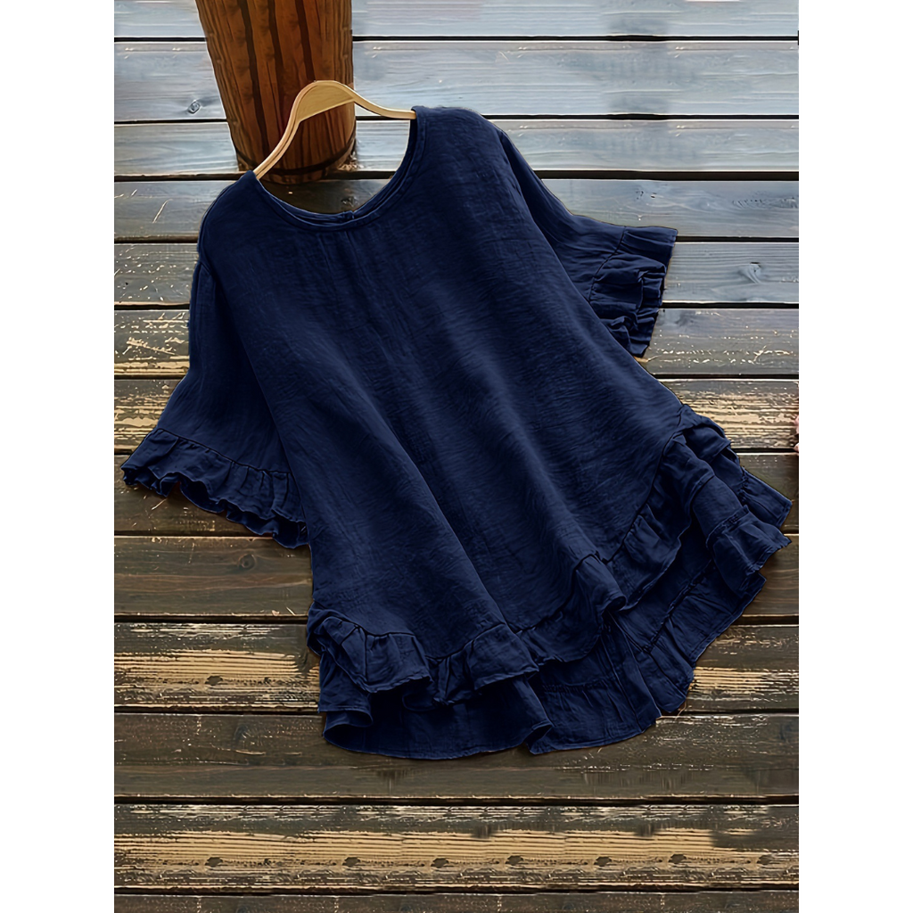 Blusa de mangas curtas com babados na barra — Bene Donna — imagem 09