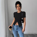 Blusa de mangas curtas com botões e abertura frontal — Bene Donna — imagem 05