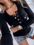 Blusa de mangas longas com botões no decote e punhos — Bene Donna — imagem 01