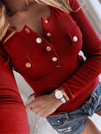 Blusa de mangas longas com botões no decote e punhos — Bene Donna — imagem 02