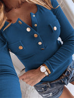 Blusa de mangas longas com botões no decote e punhos — Bene Donna — imagem 05