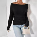 Blusa de mangas longas com decote assimétrico e franzidos — Bene Donna — imagem 01