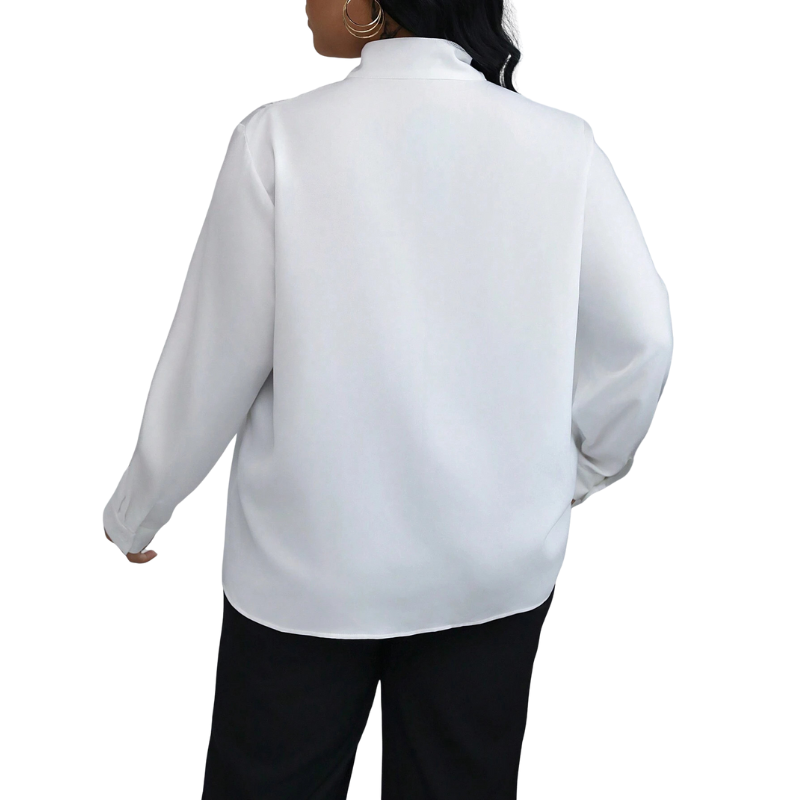 Blusa de mangas longas com gola alta e laço amplo — Bene Donna — imagem 03