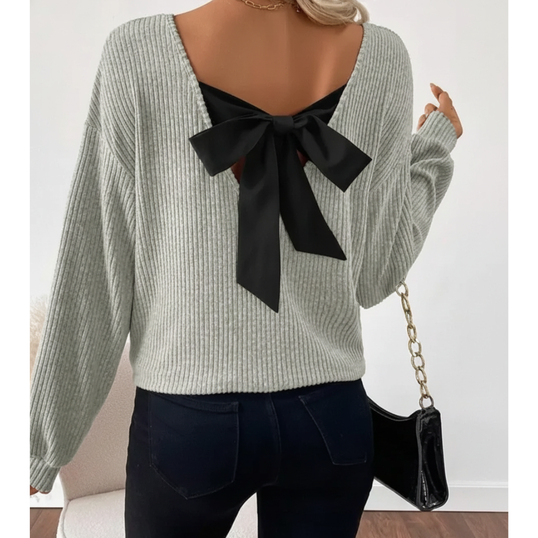 Blusa de mangas longas com laço nas costas e caimento solto — Bene Donna — imagem 01