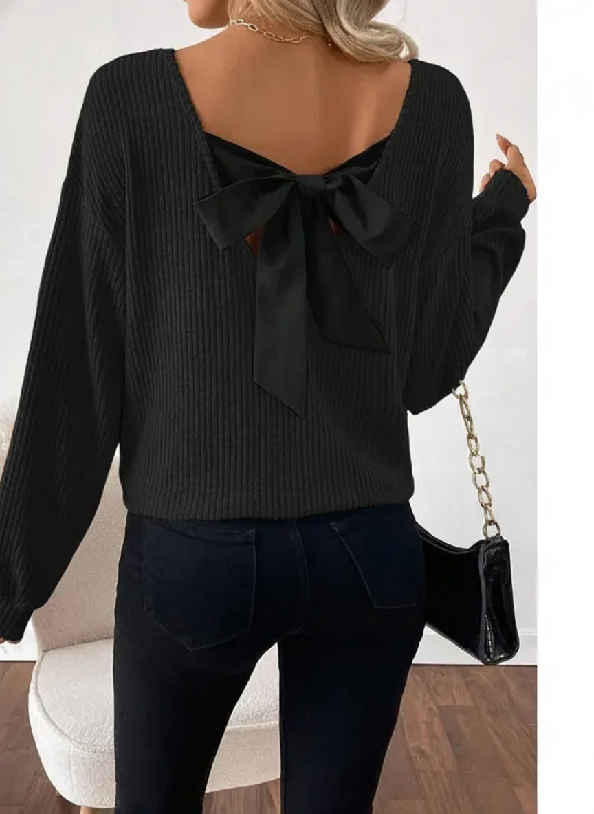 Blusa de mangas longas com laço nas costas e caimento solto — Bene Donna — imagem 05