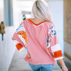 Blusa de mangas morcego três quartos com detalhes em patchwork — Bene Donna — imagem 02