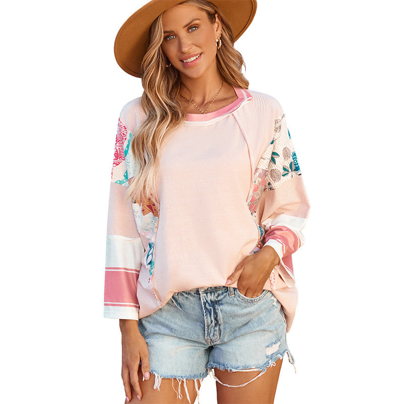 Blusa de mangas morcego três quartos com detalhes em patchwork — Bene Donna — imagem 03