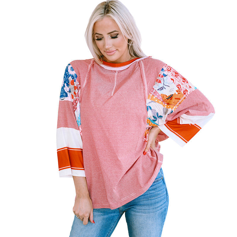 Blusa de mangas morcego três quartos com detalhes em patchwork — Bene Donna — imagem 04