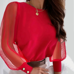 Blusa de mangas transparentes com detalhes decorativos — Bene Donna — imagem 03