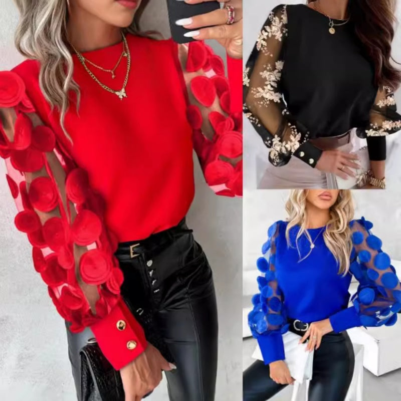 Blusa de mangas transparentes com detalhes decorativos — Bene Donna — imagem 04