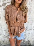 Blusa de pregas com botões e cintura franzida — Bene Donna — imagem 03
