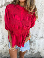 Blusa de pregas com botões e cintura franzida — Bene Donna — imagem 12
