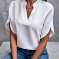 Blusa fluida de decote V com mangas de abertura lateral — Bene Donna — imagem 01
