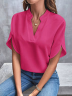 Blusa fluida de decote V com mangas de abertura lateral — Bene Donna — imagem 05