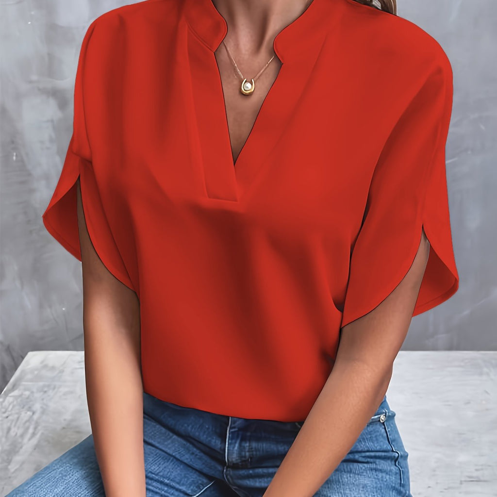 Blusa fluida de decote V com mangas de abertura lateral — Bene Donna — imagem 12