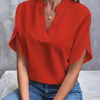 Blusa fluida de decote V com mangas de abertura lateral — Bene Donna — imagem 12