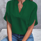 Blusa fluida de decote V com mangas de abertura lateral — Bene Donna — imagem 13