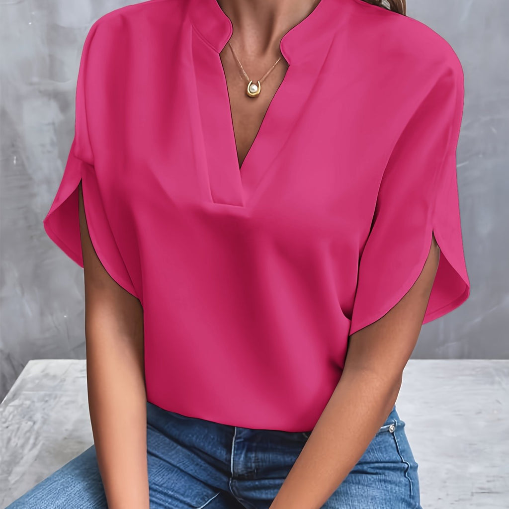 Blusa fluida de decote V com mangas de abertura lateral — Bene Donna — imagem 15