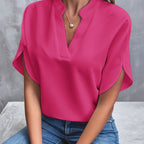 Blusa fluida de decote V com mangas de abertura lateral — Bene Donna — imagem 15