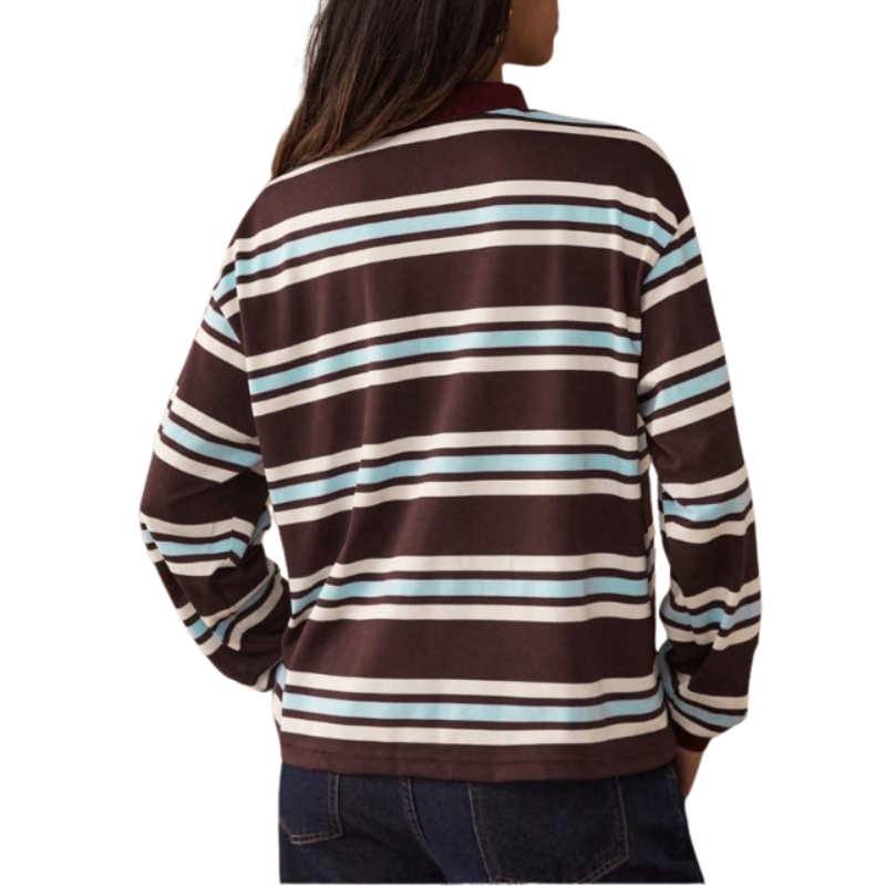 Blusa listrada de mangas longas com gola estruturada — Bene Donna — imagem 03