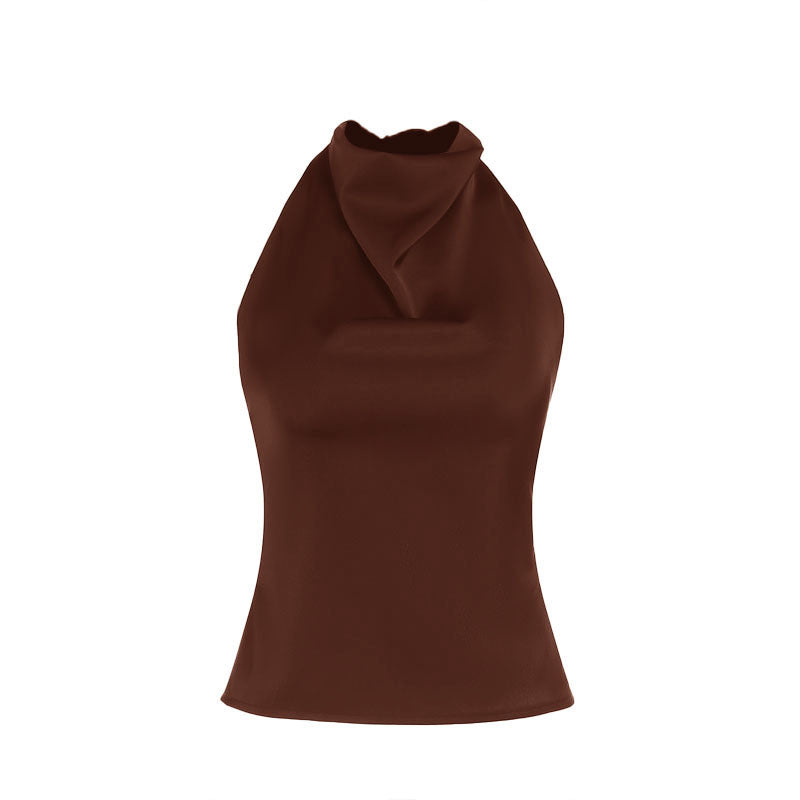 Blusa sem mangas de gola alta com costas abertas — Bene Donna — imagem 06