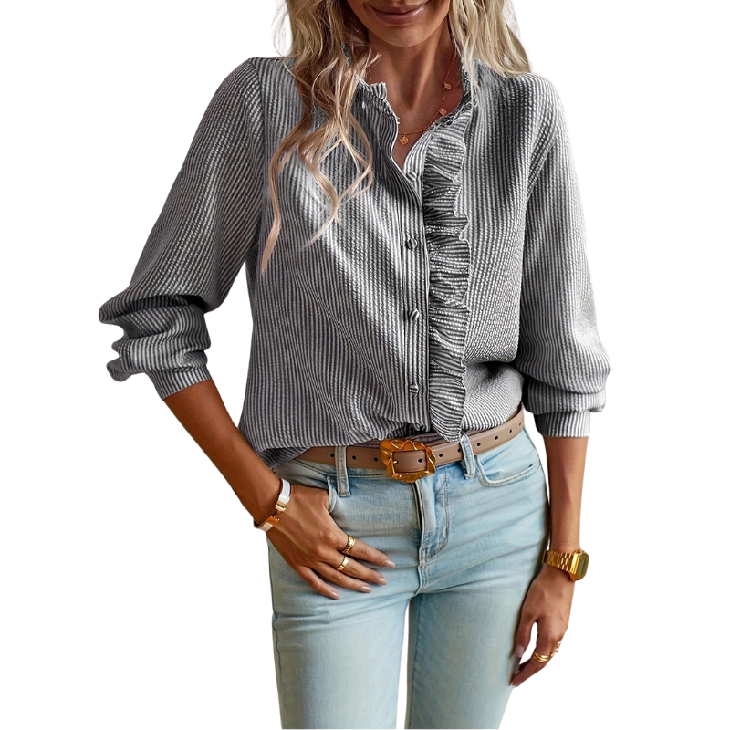 Blusa texturizada com acabamento de babados na frente — Bene Donna — imagem 08