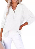 Blusa texturizada de decote V com botões e mangas longas — Bene Donna — imagem 09