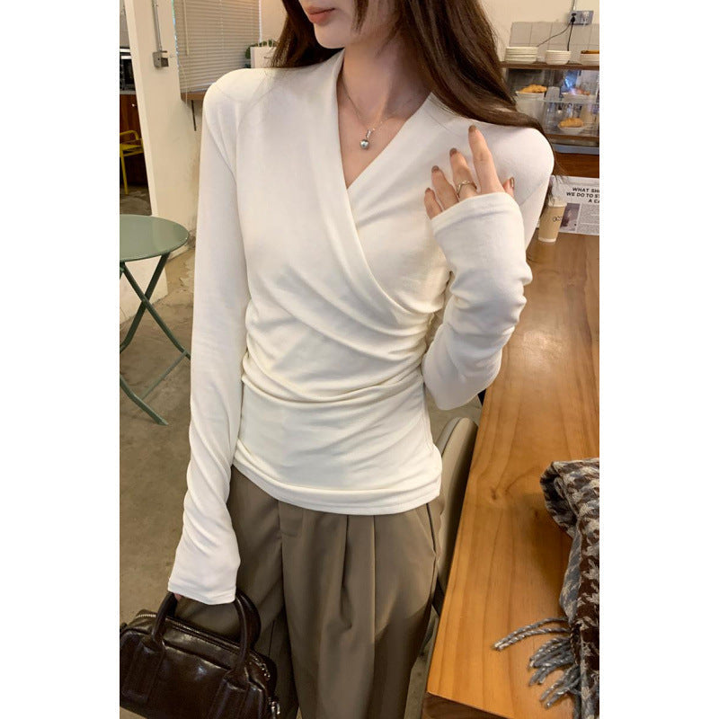 Blusa transpassada de mangas longas e caimento ajustado — Bene Donna — imagem 01