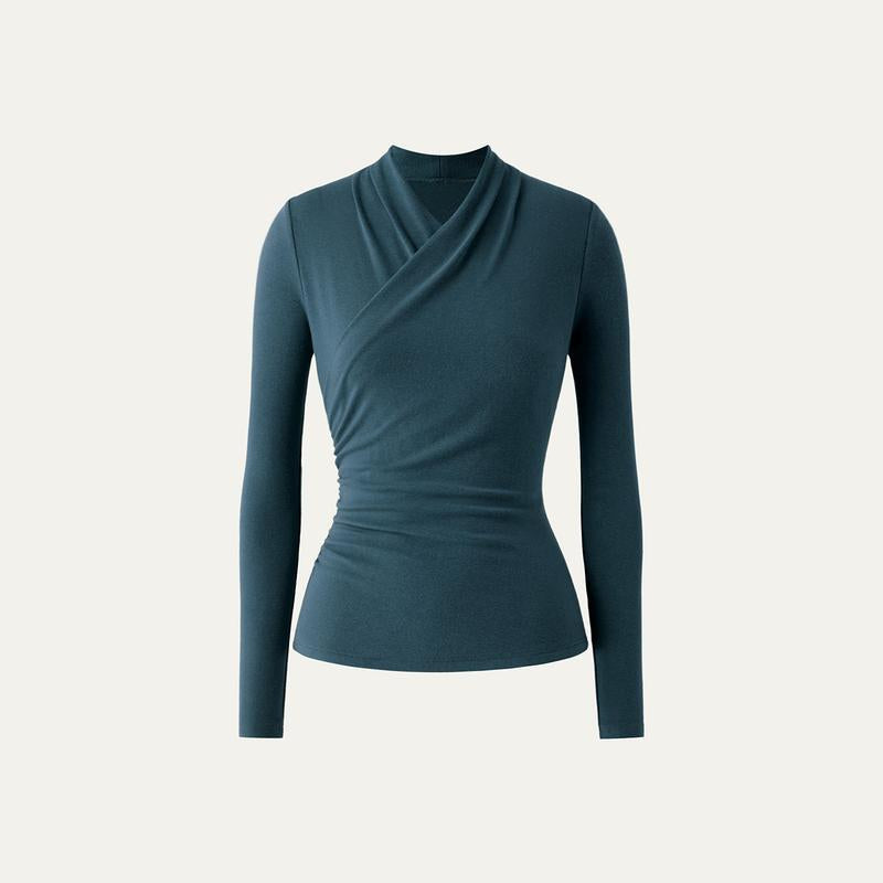Blusa transpassada de mangas longas e caimento ajustado — Bene Donna — imagem 04