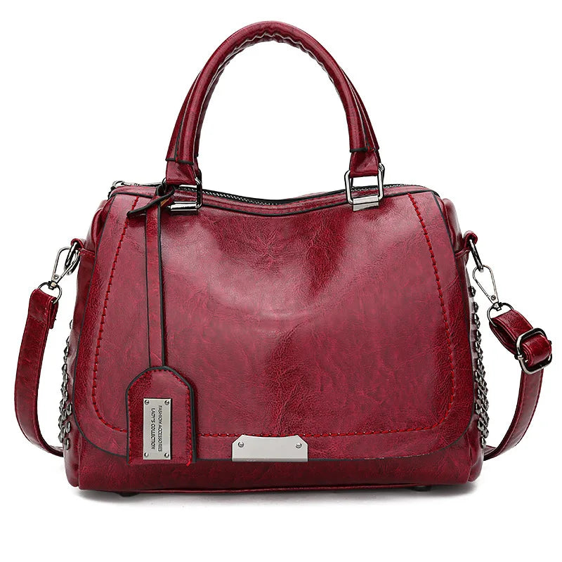 Bolsa de couro legítimo com alças duplas e zíper — Bene Donna — imagem 14