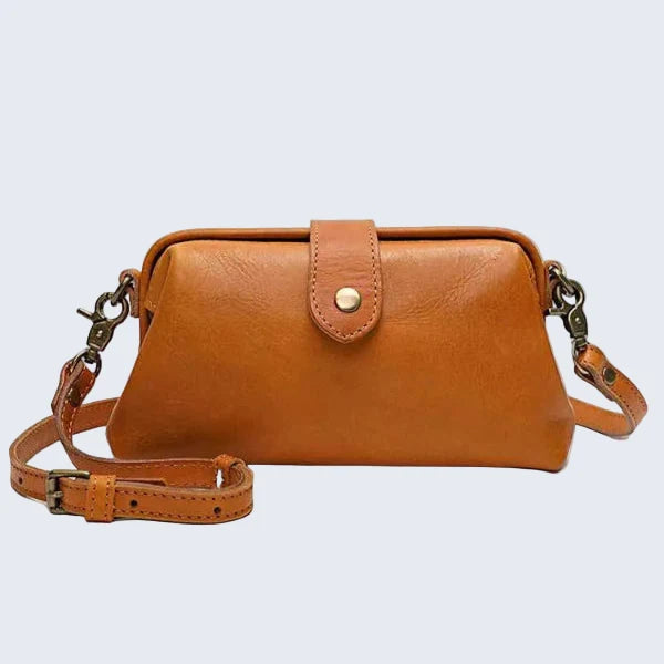 Bolsa de couro legítimo compacta com fecho retrô — Bene Donna — imagem 01
