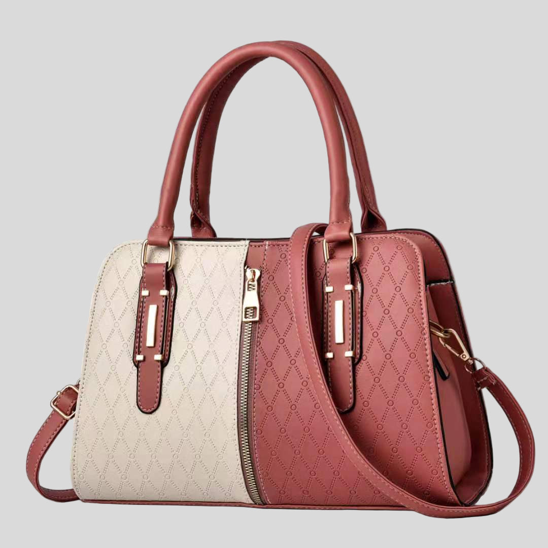 Bolsa de couro sintético bicolor com alças duplas — Bene Donna — imagem 01