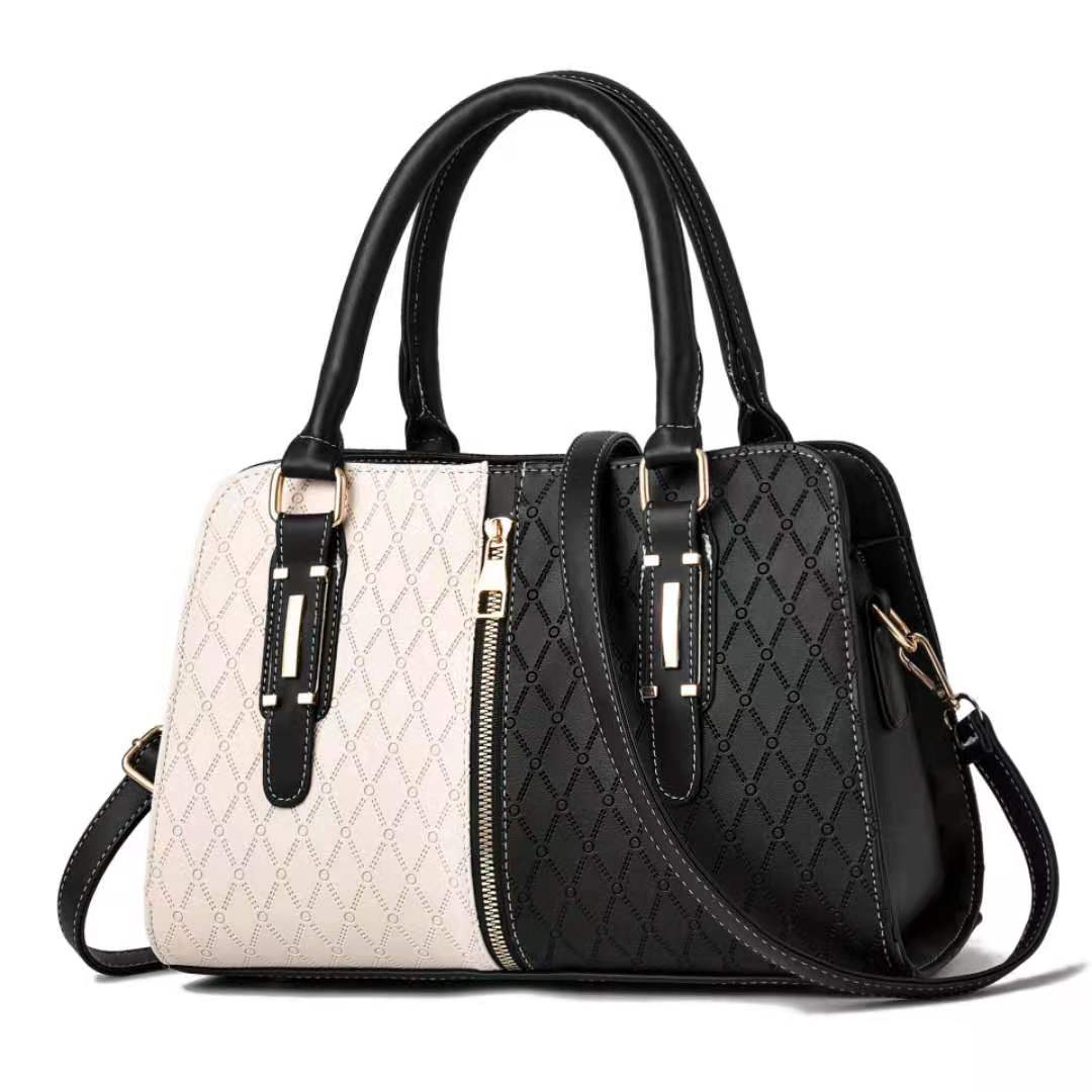 Bolsa de couro sintético bicolor com alças duplas — Bene Donna — imagem 02