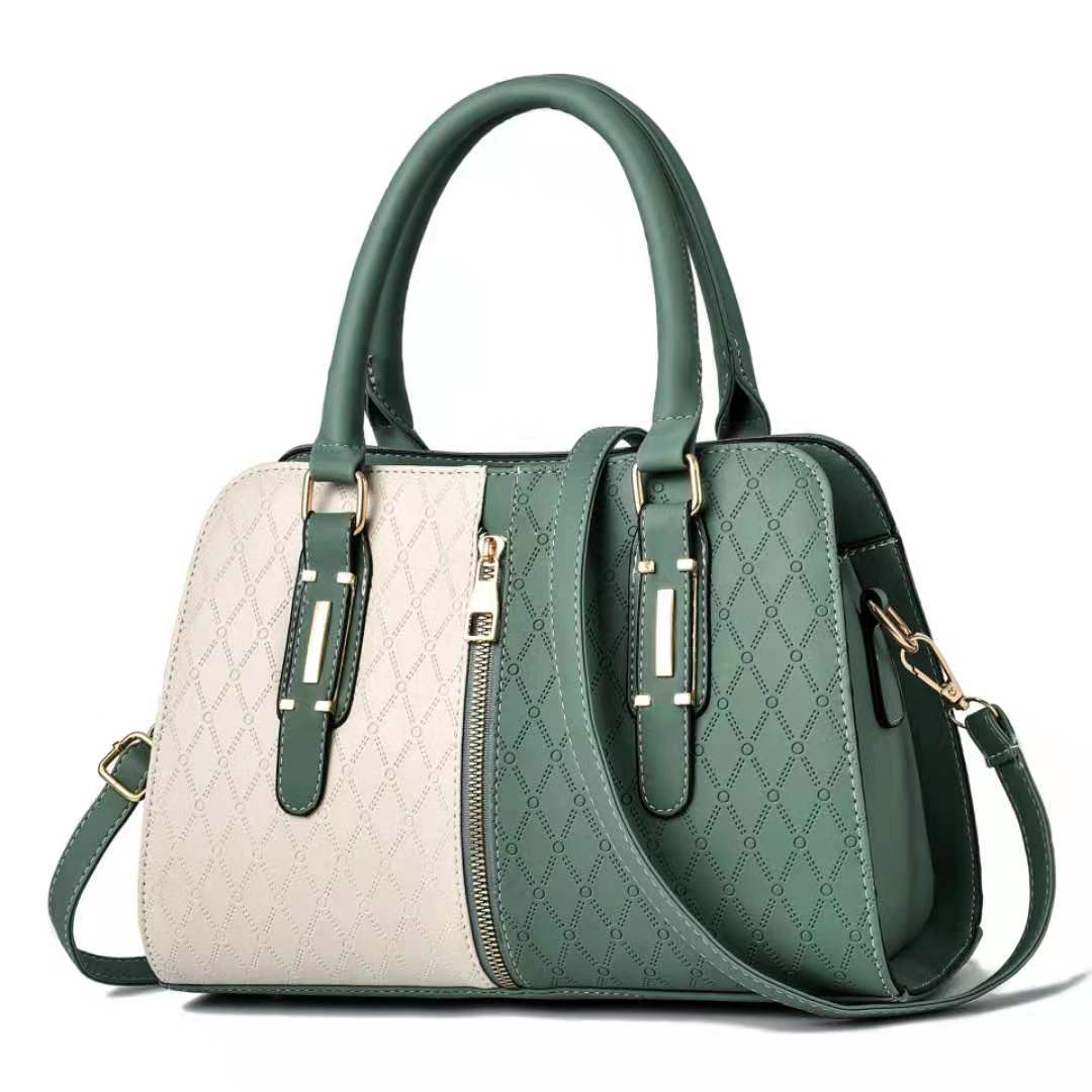 Bolsa de couro sintético bicolor com alças duplas — Bene Donna — imagem 04