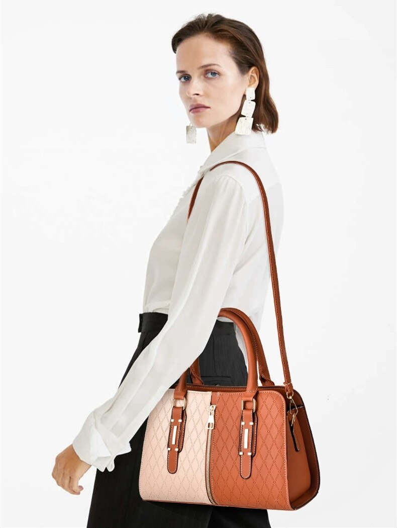 Bolsa de couro sintético bicolor com alças duplas — Bene Donna — imagem 06