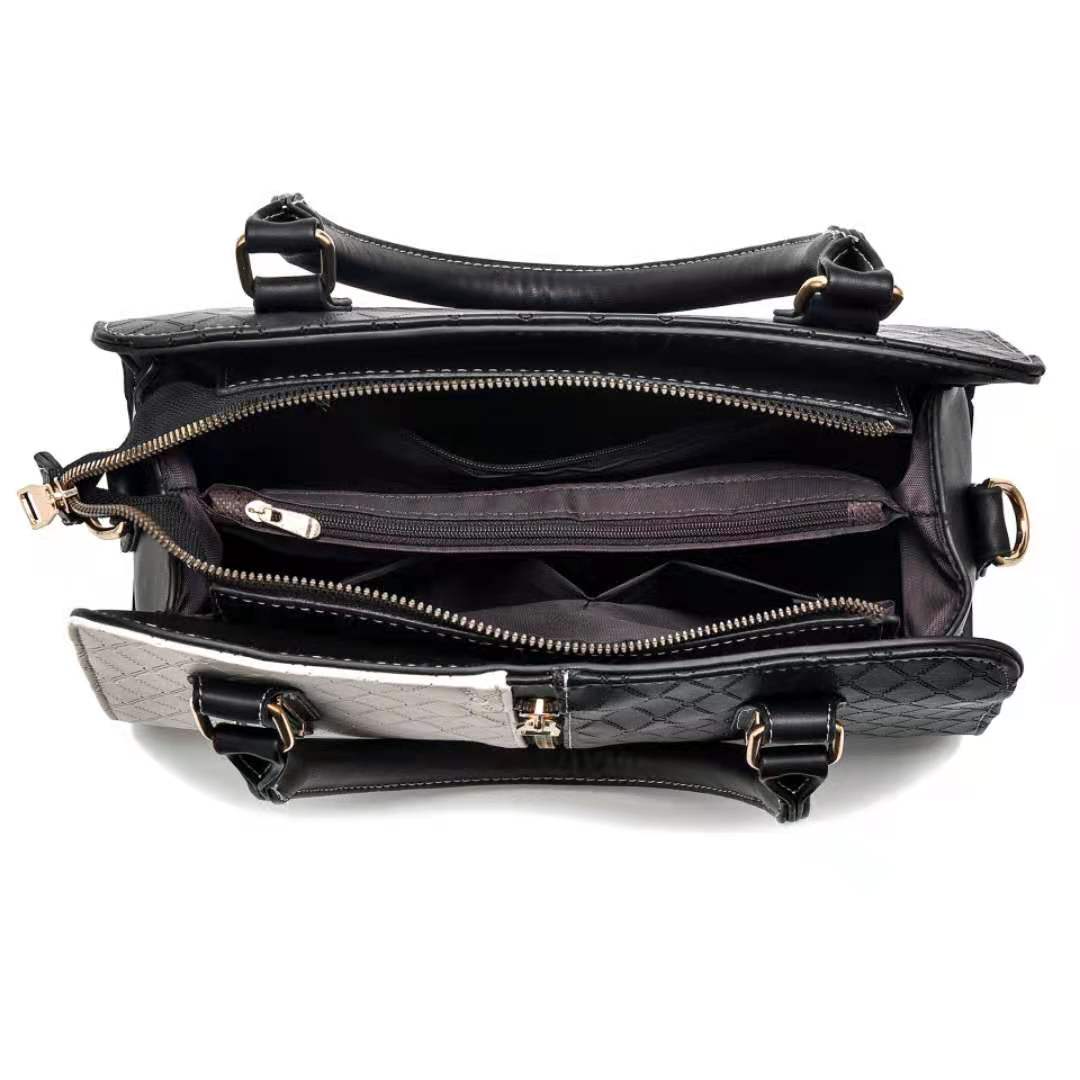 Bolsa de couro sintético bicolor com alças duplas — Bene Donna — imagem 08