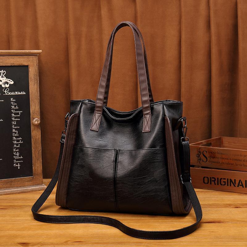 Bolsa de couro sintético clássica com alças longas — Bene Donna — imagem 06