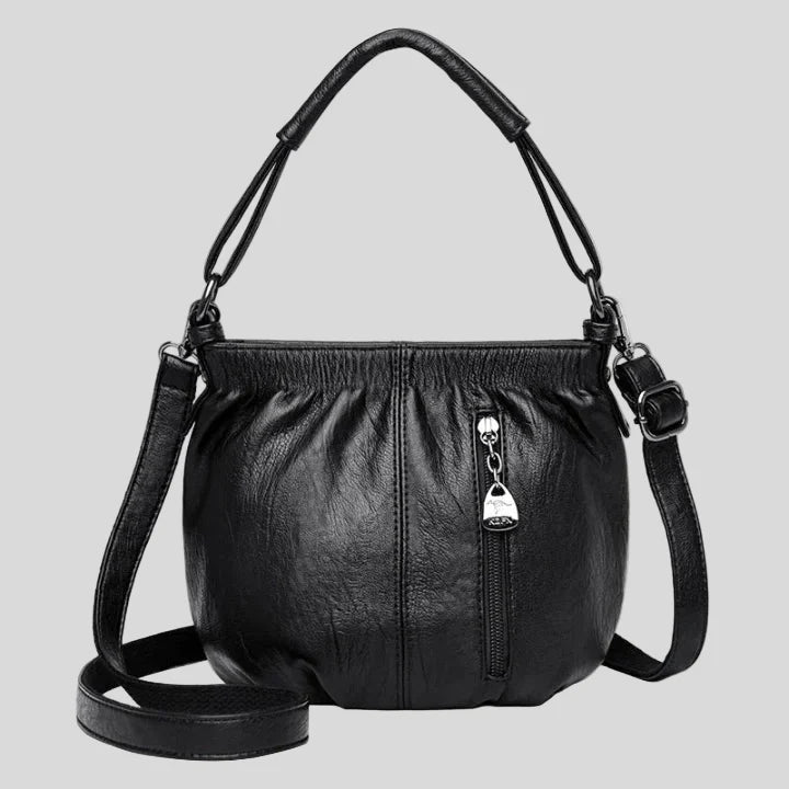 Bolsa de couro sintético compacta com franzido — Bene Donna — imagem 01
