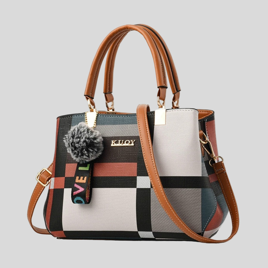 Bolsa de couro sintético em blocos de cor com pingentes — Bene Donna — imagem 01