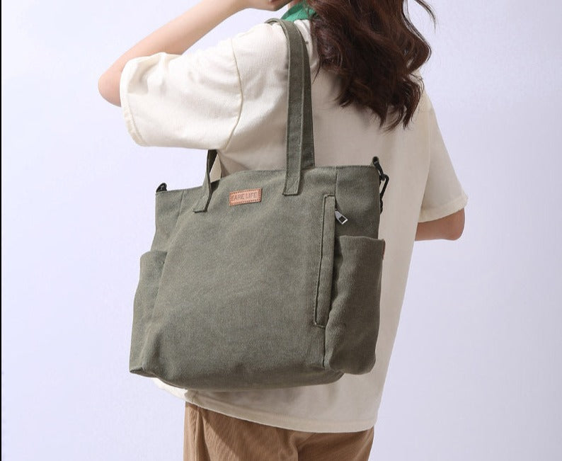 Bolsa de lona com alça dupla e bolso interno — Bene Donna — imagem 02