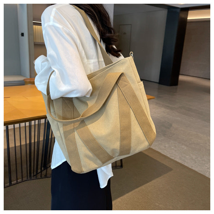 Bolsa de lona com faixas contrastantes e alça regulável — Bene Donna — imagem 03