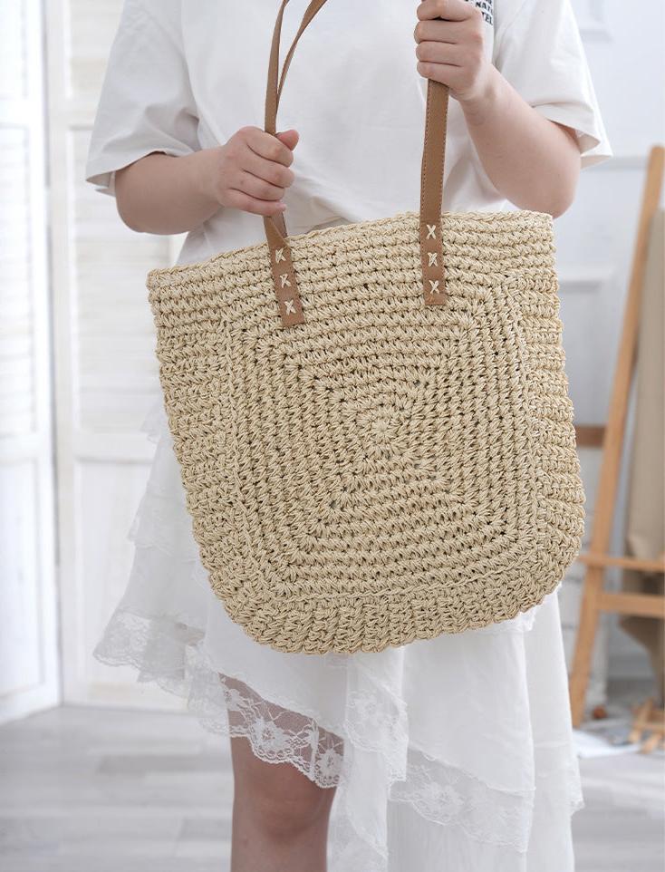 Bolsa de palha com alças de couro sintético — Bene Donna — imagem 02