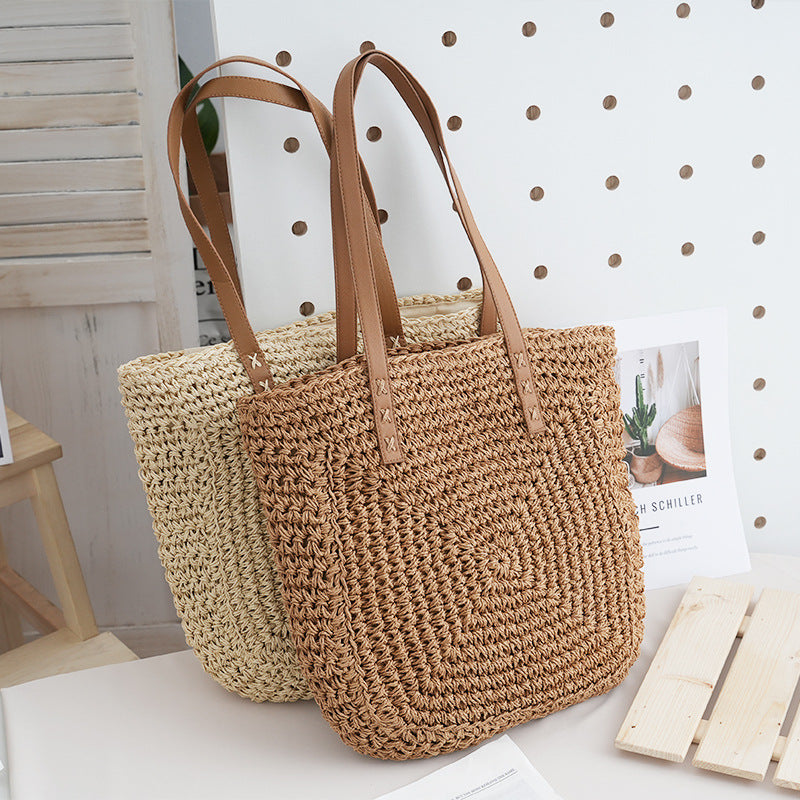 Bolsa de palha com alças de couro sintético — Bene Donna — imagem 04