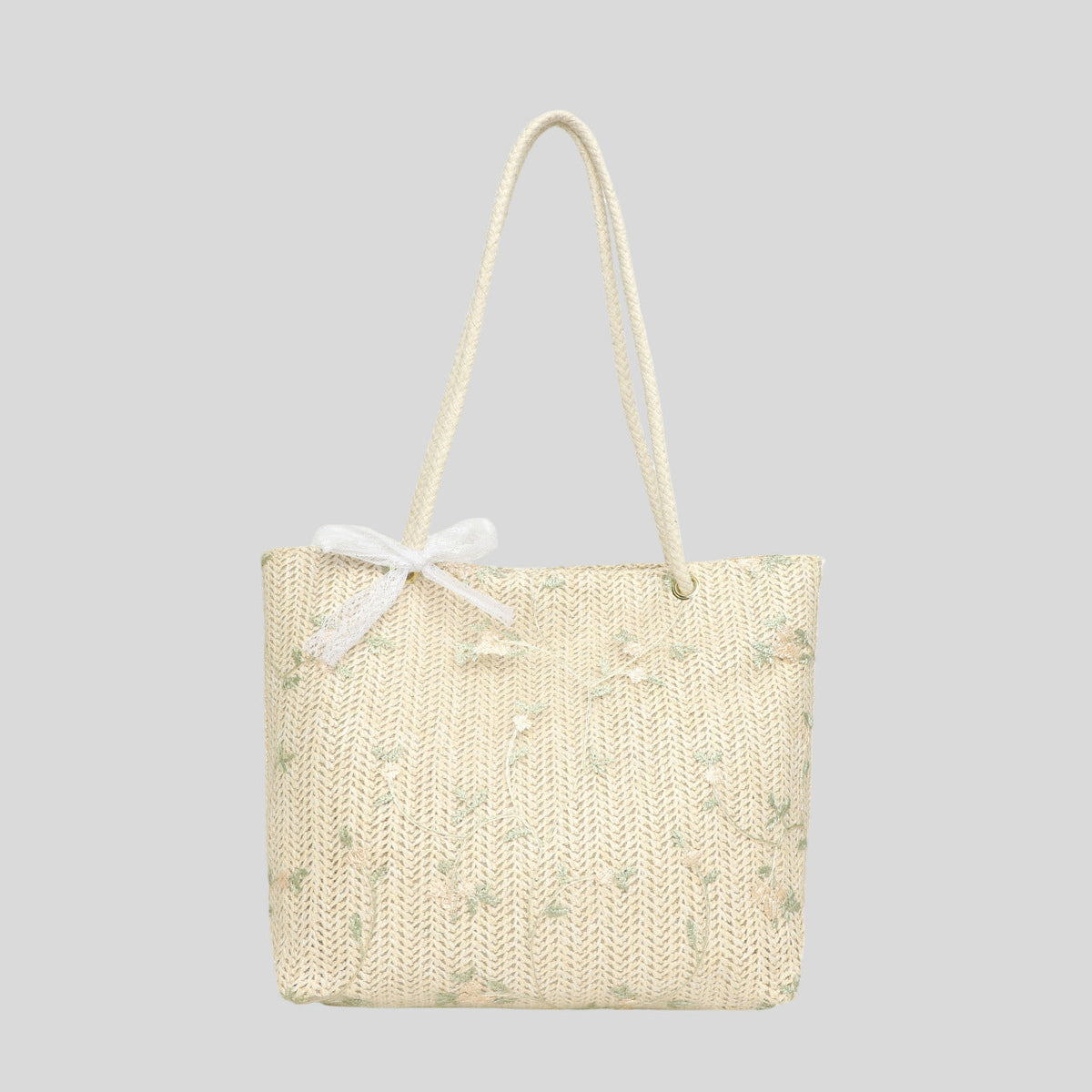 Bolsa de palha com bordado floral — Bene Donna — imagem 01