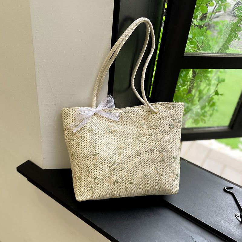 Bolsa de palha com bordado floral — Bene Donna — imagem 05