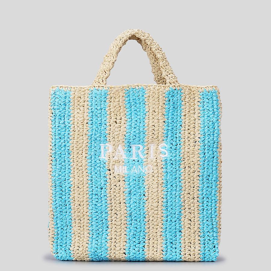 Bolsa de palha listrada com alças curtas — Bene Donna — imagem 07