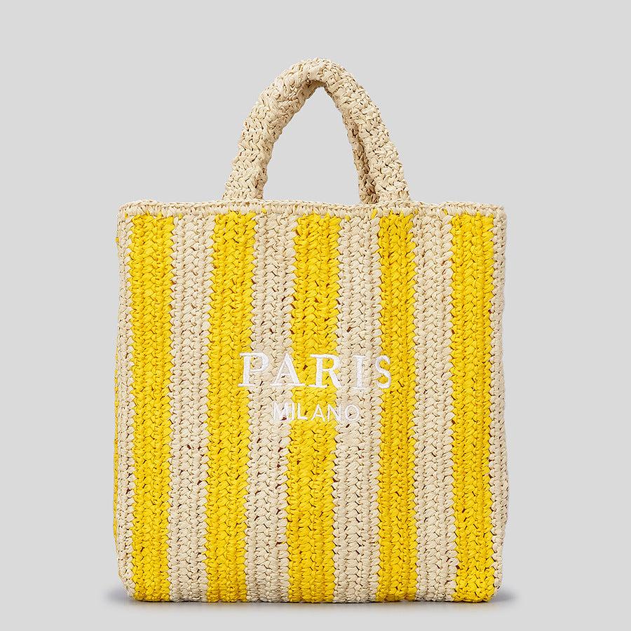 Bolsa de palha listrada com alças curtas — Bene Donna — imagem 08
