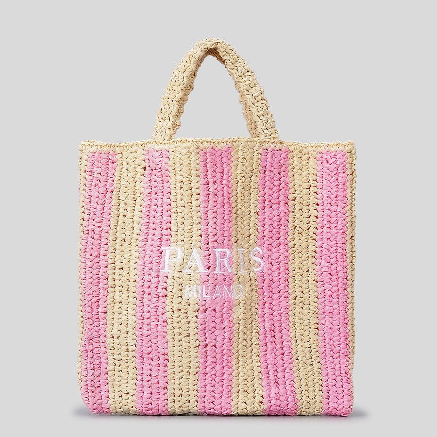 Bolsa de palha listrada com alças curtas — Bene Donna — imagem 09